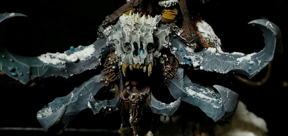 Showcase Stonehorn, Green stuff sculpted fur and additional horns added